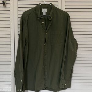 H&M Men's Green Casual Button-Down Shirt